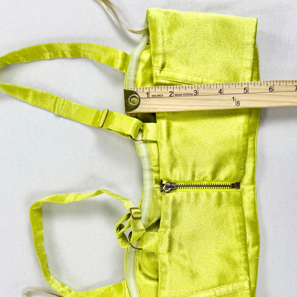 Bronx and Banco Women's Capri Satin Bralette Top XS Lime Green - Picture 12 of 15